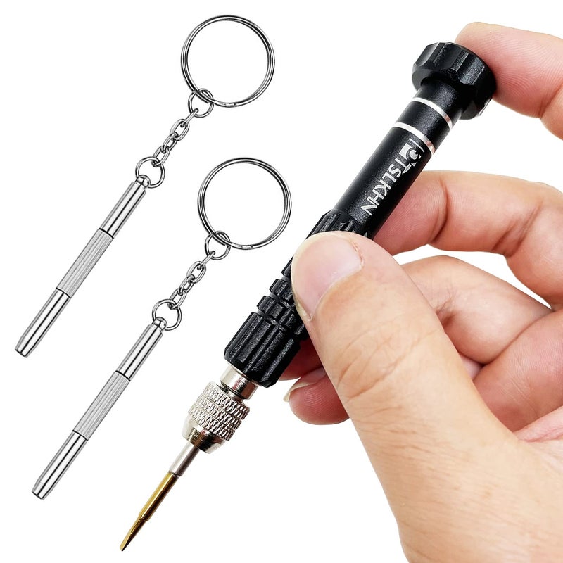 PTSLKHN Eyeglass Repair Kit  5-in-1 Multifunctional Small Screwdriver  S2 Steel Eyeglass Screwdriver Kit for Eyeglass  Sunglasses  Electronics  Cellphone  Jewelry and More (Black 5in1) - Image 1